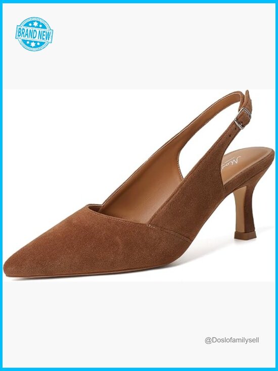 Shoes - Slingback Pointed Toe Kitten Heels Pumps Wedding Party Commuting Shoes